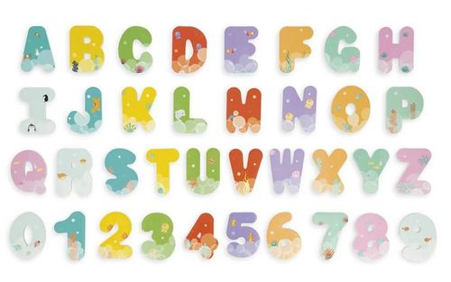 купить Игрушка для купания Janod J04709 Bath Set Numbers and English Letters 36L в Кишинёве 