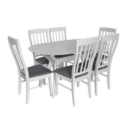 купить Комплект стол и стулья Evelin di Costacurta стол Raffles Oval White + 6 стульев Wenyi White/NV-10WP Grey в Кишинёве 