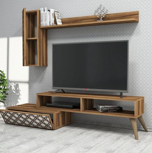 cumpără Set mobilă living Trendy Planeta, Nuc, Alb 150x37x37cm în Chișinău 