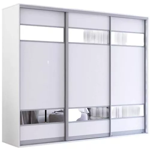 cumpără Dulap Mobildor-Lux Fox uși glisante din PAL cu elemente din oglindă (270x60x200H cm) Alb în Chișinău 