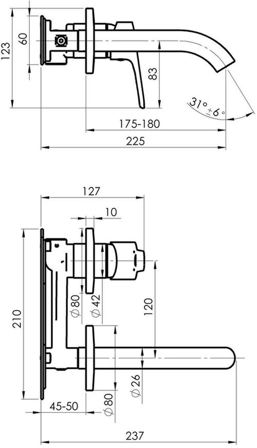 купить Смеситель для умывальника Rubineta Torino-1F в Кишинёве 