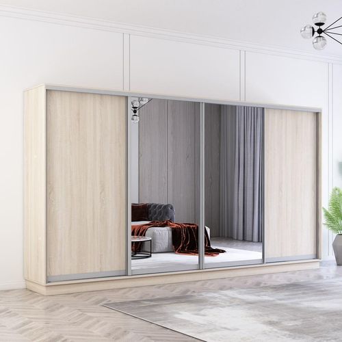 cumpără Dulap Mobildor-Lux Fox uși glisante din oglindă și PAL (400x60x200H cm) Anthracite în Chișinău 