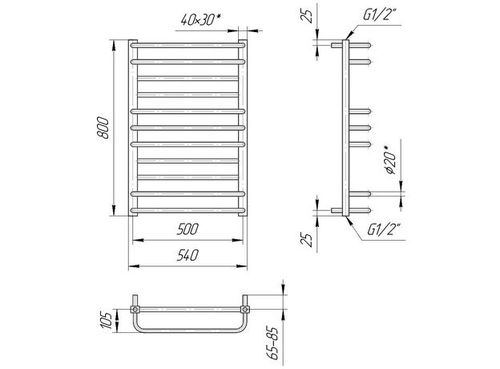 Uscător de Prosoape Premium Lux  800х540/500 