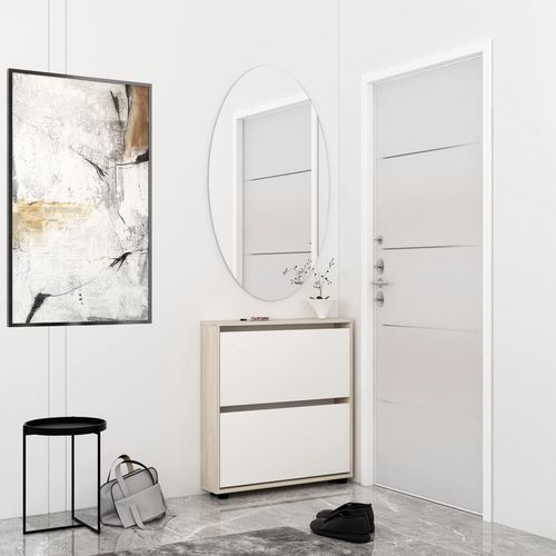 купить Полка для обуви Mobildor-Lux Leo Slim 50x16x86H cm Sonoma/White в Кишинёве 