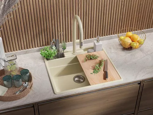 cumpără Chiuvetă bucătărie Primagran New York Multispace 60 Beige + accesorii 580x530 MNAKB#N în Chișinău 