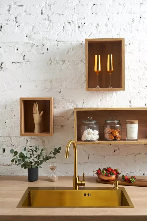 купить Мойка кухонная Fabiano 70x45 Gold+baterie+dozator в Кишинёве 