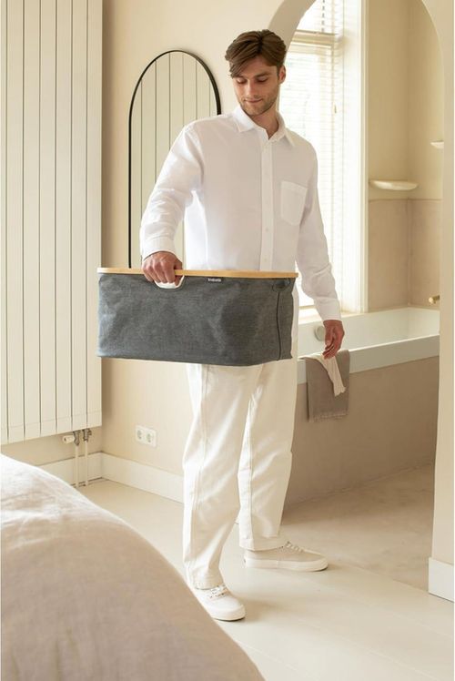cumpără Coș pentru rufe Brabantia 23 27 25 Linn 40L, Pepper Black, Foldable în Chișinău 