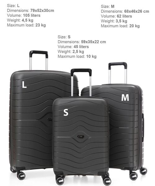 купить Чемодан CCS 5242 Set Antrasite в Кишинёве 