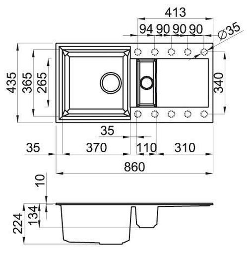 cumpără Chiuvetă bucătărie Elleci EASY 425 (860x435 mm) 40 full black în Chișinău 