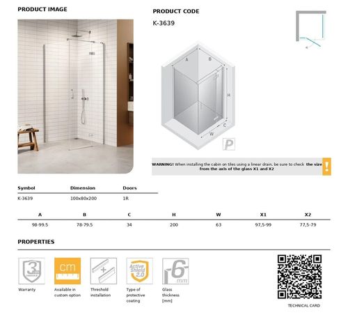 купить Душевая кабина New Trendy Nesta Rectangular R 100x80x200 Hinged K-3639 в Кишинёве 