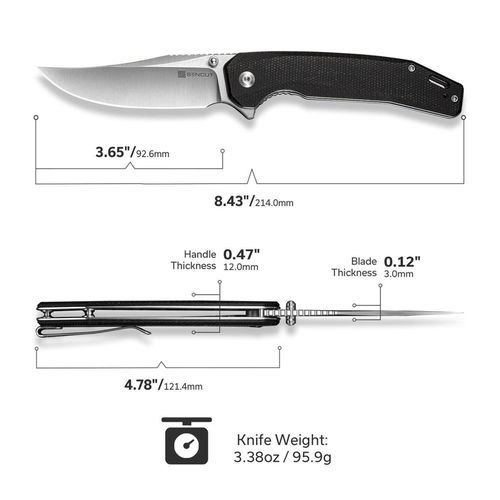 купить Нож походный Sencut S25038-2 Vornix, mâner Canvas Micarta negru, Liner Lock в Кишинёве 