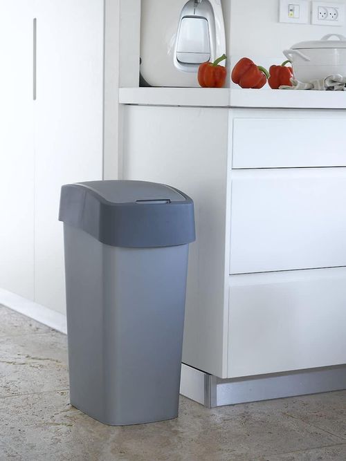 купить Урна для мусора Curver 186181 Flip Bin 50 L Silver в Кишинёве 