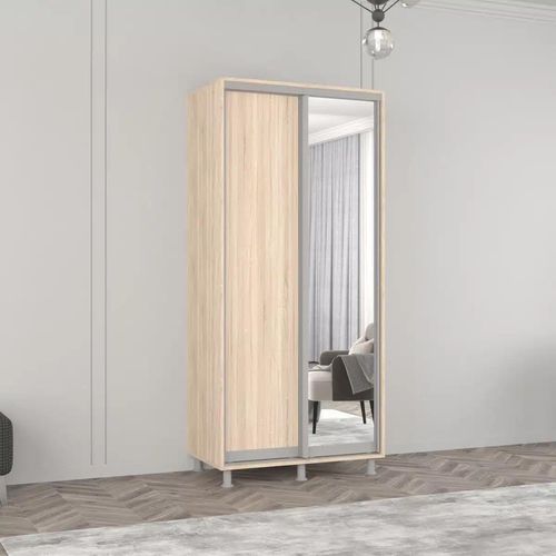 купить Шкаф Mobildor-Lux Арон с раздвижными дверцами из зеркала и ДСП (100x60x220H см) Sonoma в Кишинёве 