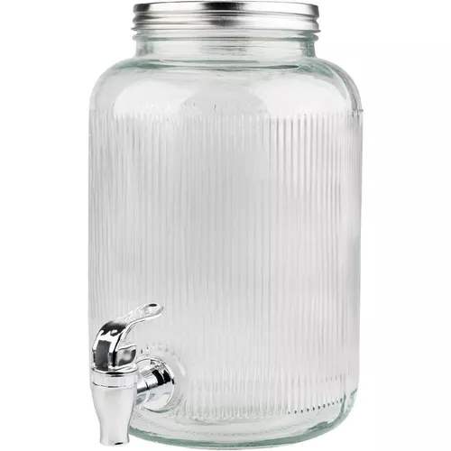 купить Контейнер для хранения пищи Excellent Houseware 38635 Borcan băuturi Dungi, 4.0L, D16x25cm, din sticla cu robinet в Кишинёве 