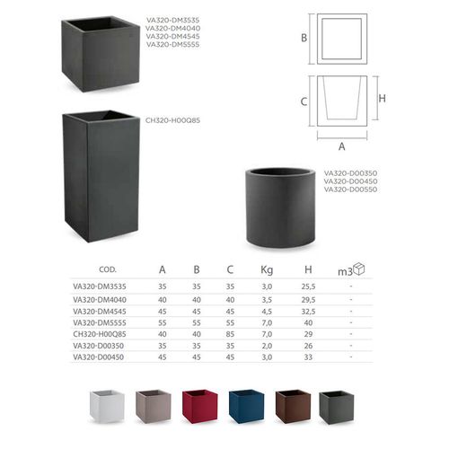 купить Ваза уличная куб LYXO COSMOS cube pot BROWN H 55cm x L 55cm max 42kg VA320-DM5555-008 (горшок, ваза для цветов уличная) в Кишинёве 