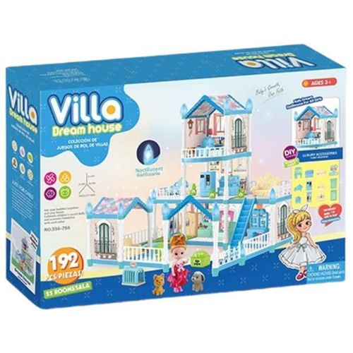 cumpără Căsuță pentru păpuși Essa 556-79A Vila Visurilor + accesorii cu iluminare de noapte, 192elem în Chișinău 