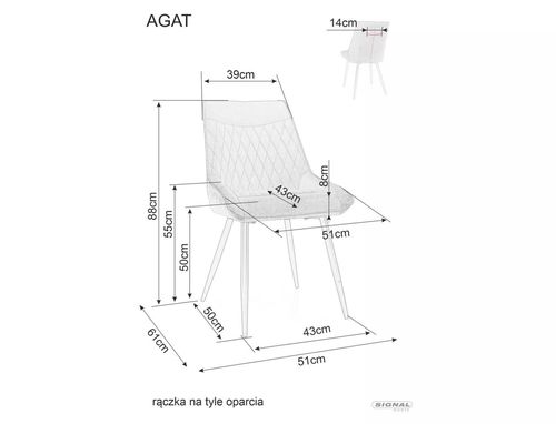 купить Стул Signal Agat velvet czarny stel.ciemn. bez.bl.40 в Кишинёве 