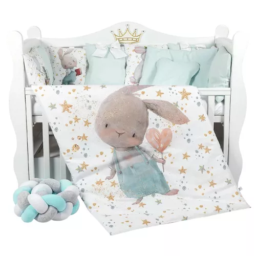 cumpără Lenjerie de pat pentru copii PernaMea Set lenjerie 8 piese Cosita Iepuras Turcoaz (PM.105897/2) în Chișinău 