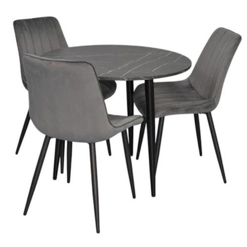 купить Комплект стол и стулья Evelin di Costacurta стол DT 404-6B + 3 стула YTC-055B Dark grey в Кишинёве 