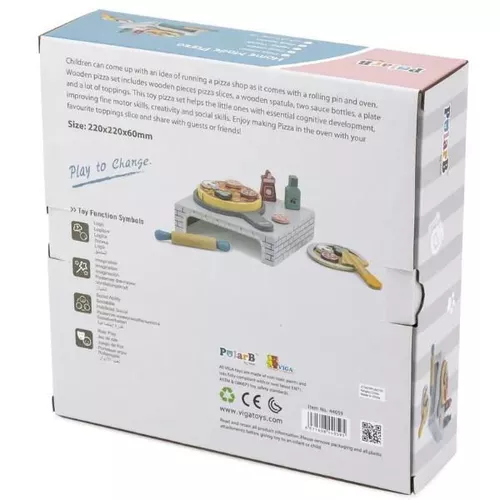купить Игрушечная кухня и посуда Viga 44059 Set de joc din lemn Pizzerie, 19 piese в Кишинёве 