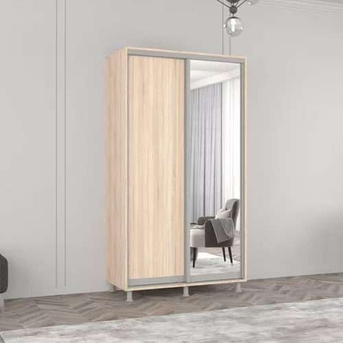 купить Шкаф Mobildor-Lux Раздвижные двери Aron-S из зеркала и ДСП (140x60x210 см) Sonoma в Кишинёве 