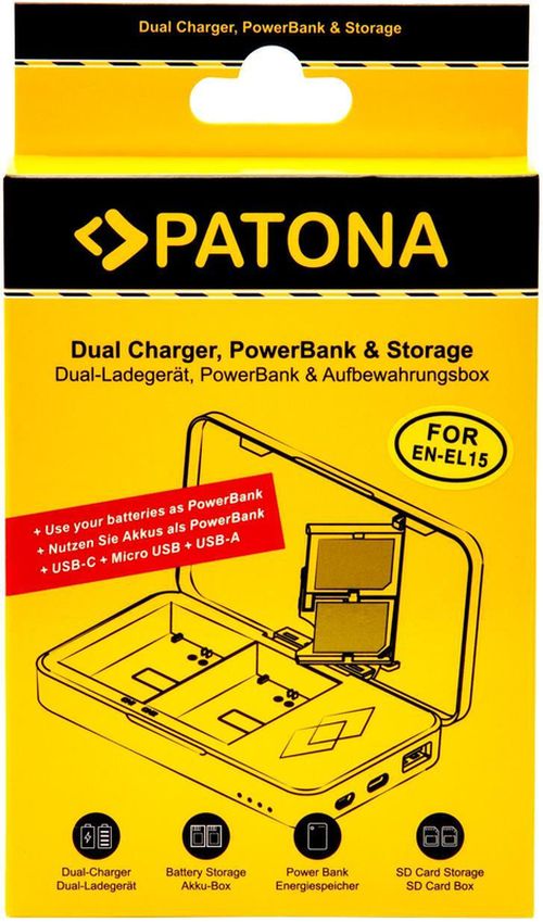 купить Зарядное устройство для фото-видео Patona 4160, Retro Dual Charging Case USB-C for Nikon EN-EL15 в Кишинёве 