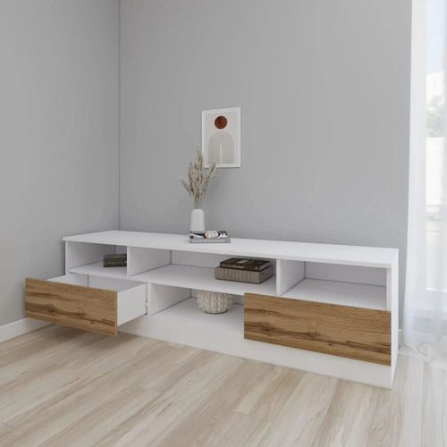 cumpără Comodă TV Smartex (16351) Т6 160cm TV Alb+Stejar inchis în Chișinău 