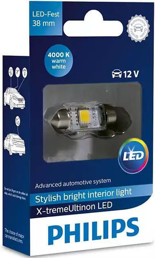 cumpără Lampă auto Philips X-tremeUltinon LED Fest 10,5x38 12V 1W SV8,5 (1 шт.) (128584000KX1) în Chișinău 
