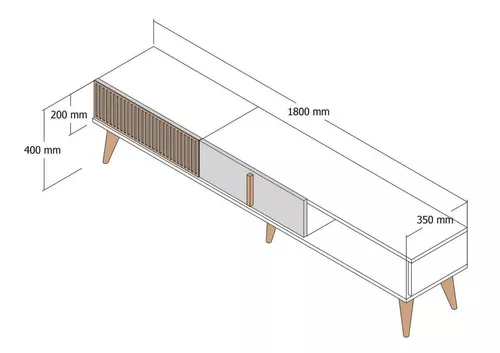 cumpără Comodă TV Trendy Milano, Nuc, Marmura Alba 180x40x35cm în Chișinău 