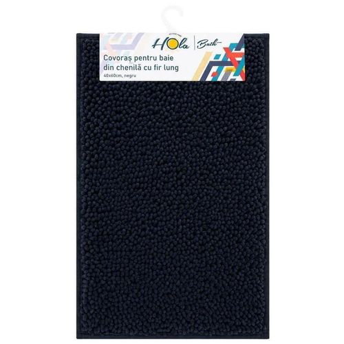 купить Коврик для ванной Hydro S 0440204 din chenila cu fir lung, negru, 50x80cm в Кишинёве 
