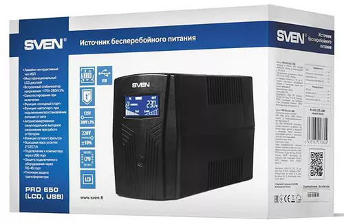 купить Источник бесперебойного питания Sven Pro 650 (LCD,USB), Line-interactive UPS with AVR в Кишинёве 