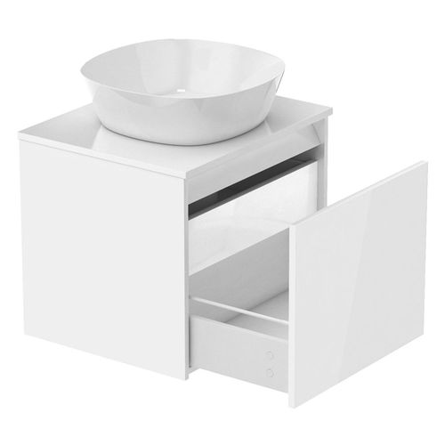 BILOVEC комплект мебели 80см, белый: тумба подвесная, со столешницей, 1 ящик + умывальник накладной арт i11057 