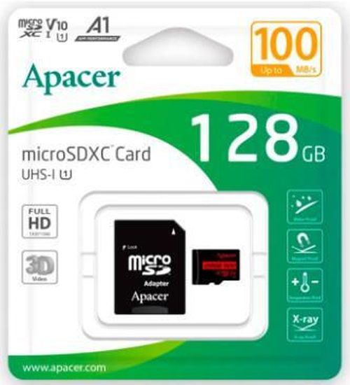 купить Флеш карта памяти SD Apacer AP128GMCSX10UB-R microSDXC 128GB w/1 Adapter RP в Кишинёве 