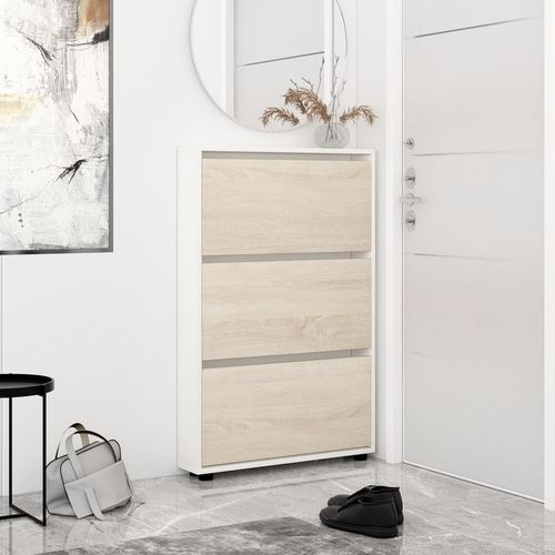 cumpără Raft pentru încălțăminte Mobildor-Lux Leo Slim 50x16x125H cm White/Sonoma în Chișinău 