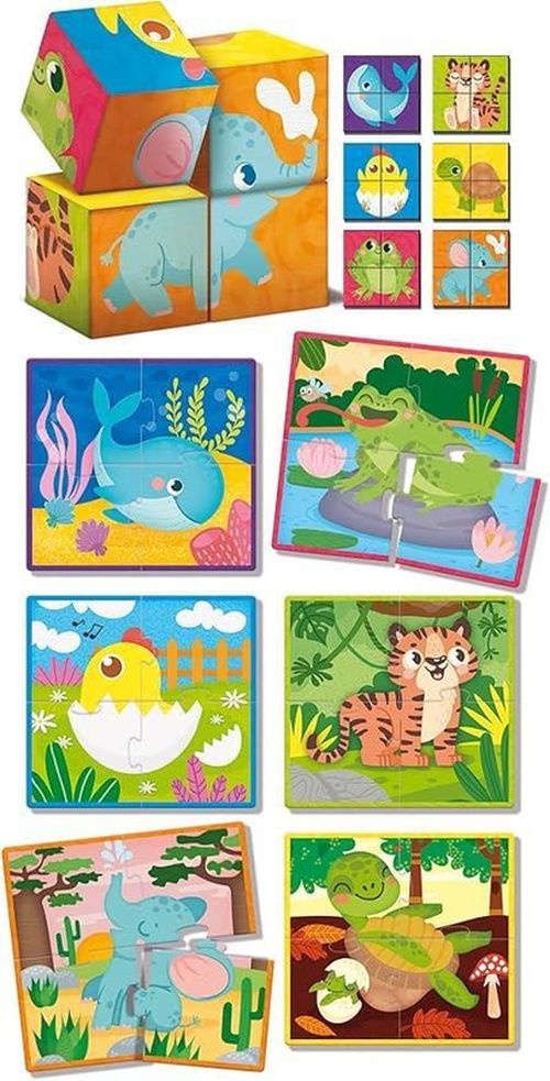 cumpără Joc educativ de masă Lisciani Giochi 98347 Set educational MONTESSORI Cubes and Puzzle 2 in 1, 28 piese, cod 53592 în Chișinău 