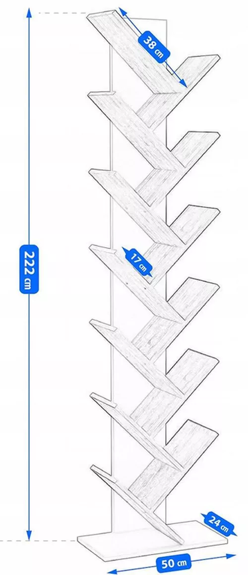 купить Офисный стеллаж Jumi CM-254060 212x50x25cm, Alb/stejar в Кишинёве 