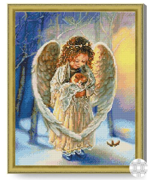 cumpără Tablou pe numere Art Gallery QB204100 Mozaic cu diamante patrate 40x50cm Ingeras in padurea de iarna în Chișinău 