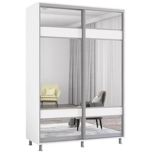 купить Шкаф Mobildor-Lux Aron cu uși glisante cu oglindă zebra (150x60x200H cm) Alb Brilliant в Кишинёве 