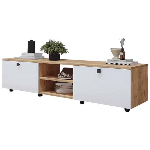 купить Тумба напольная для TV Mobildor-Lux ZEN (200x35x38H cm) Sonoma/Alb в Кишинёве 