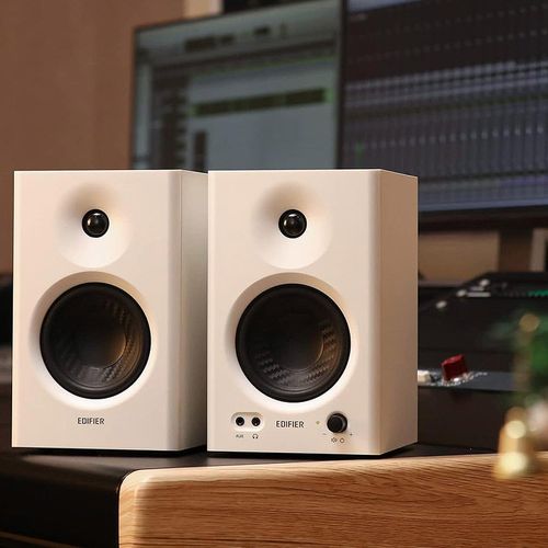 купить Колонки Активный Mонитор Edifier MR4 White Active Speakers, Studio Monitor 2.0/ 2x21W RMS, 1-inch silk dome tweeter and 4-inch diaphragm woofers, MDF wooden cabinets, simple connection to mixers, audio interfaces, computers or media players, front-mounted headphone output and AUX в Кишинёве 
