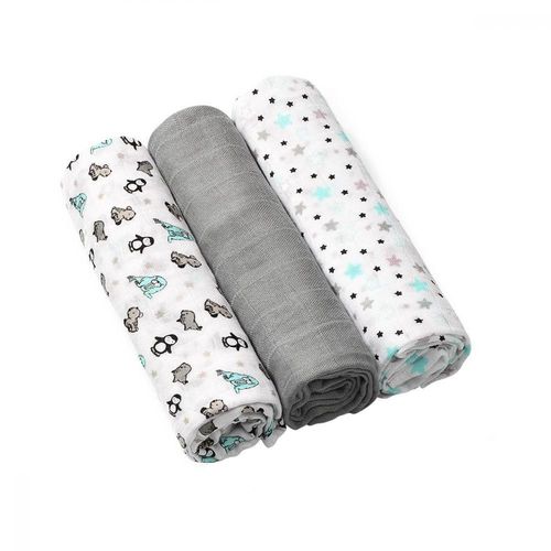 Pelincute din fibre de bambus Babyono Grey (70x70 cm) 3 buc 