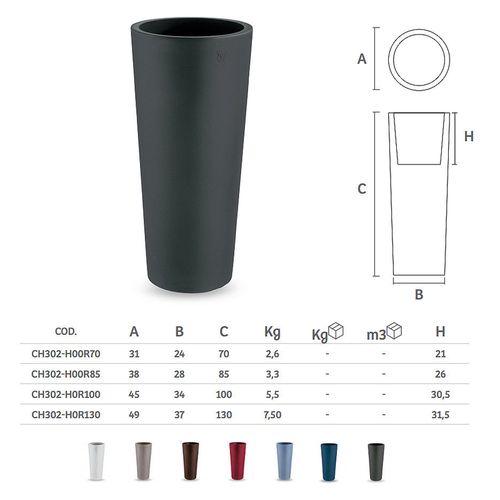 купить Кашпо ваза уличная LYXO GENESIS ANTRACITE round cache-pot H 70 cm max 7.5kg CH302-H00R70-168 (Кашпо ваза уличная) в Кишинёве 