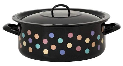 cumpără Cratiță Promstore 54145 Cratita emailata Buline colorate 20cm, 2.8l, capac din metal în Chișinău 