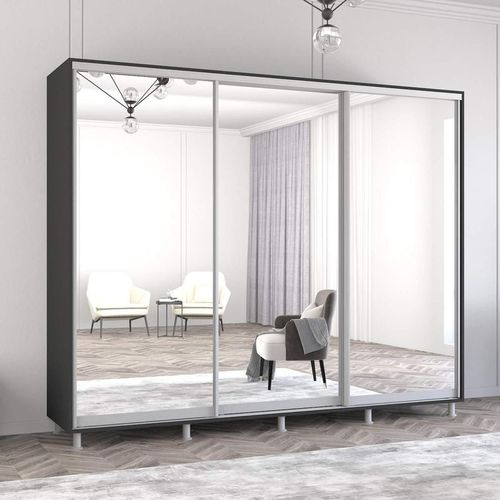 cumpără Dulap Mobildor-Lux Aron uși glisante din oglinzi (260x60x220H cm) Anthracite în Chișinău 