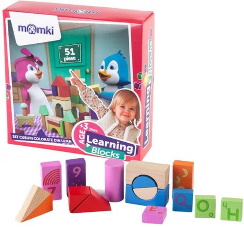 cumpără Puzzle Momki MK2193 Cuburi colorate din lemn (51 piese) în Chișinău 