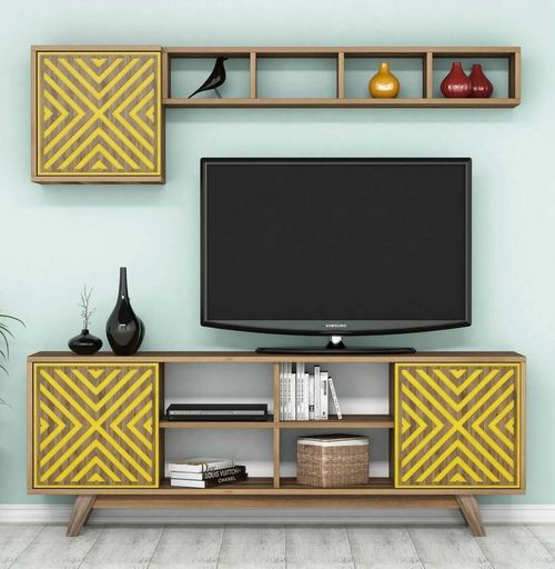 купить Стенка Trendy Inci, Nuc, Galben 160x56x35cm в Кишинёве 