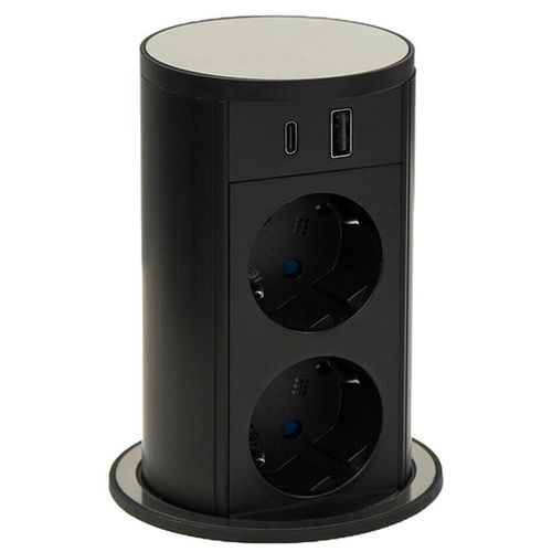 купить Розетка электрическая ASA Plastici 060.47F.00108 Versalift round version 2 sockets F + 1 USB 5V (A+C) Stainess steel в Кишинёве 