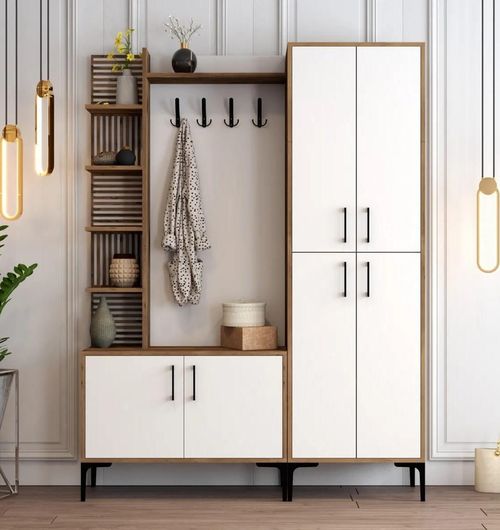 cumpără Mobilă pentru antreu Trendy Viyana DA, Nuc, Alb 150x200x35cm (GTR001366) în Chișinău 