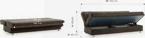купить Диван Trendy Economix, extensibila cu lada de depozitare, 190x82x80, Maro в Кишинёве 