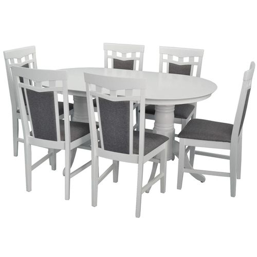 купить Комплект стол и стулья Evelin di Costacurta стол HV-24 V White + 6 стульев Deepa R White/Grey в Кишинёве 